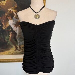 Y2K Black Going Out Tube Top with Ruching